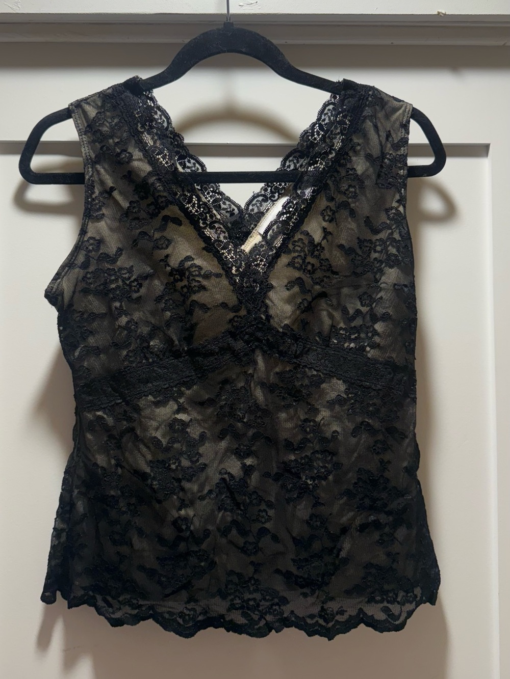 Worthington Black Lace V-Neck Sheer Chemise Top